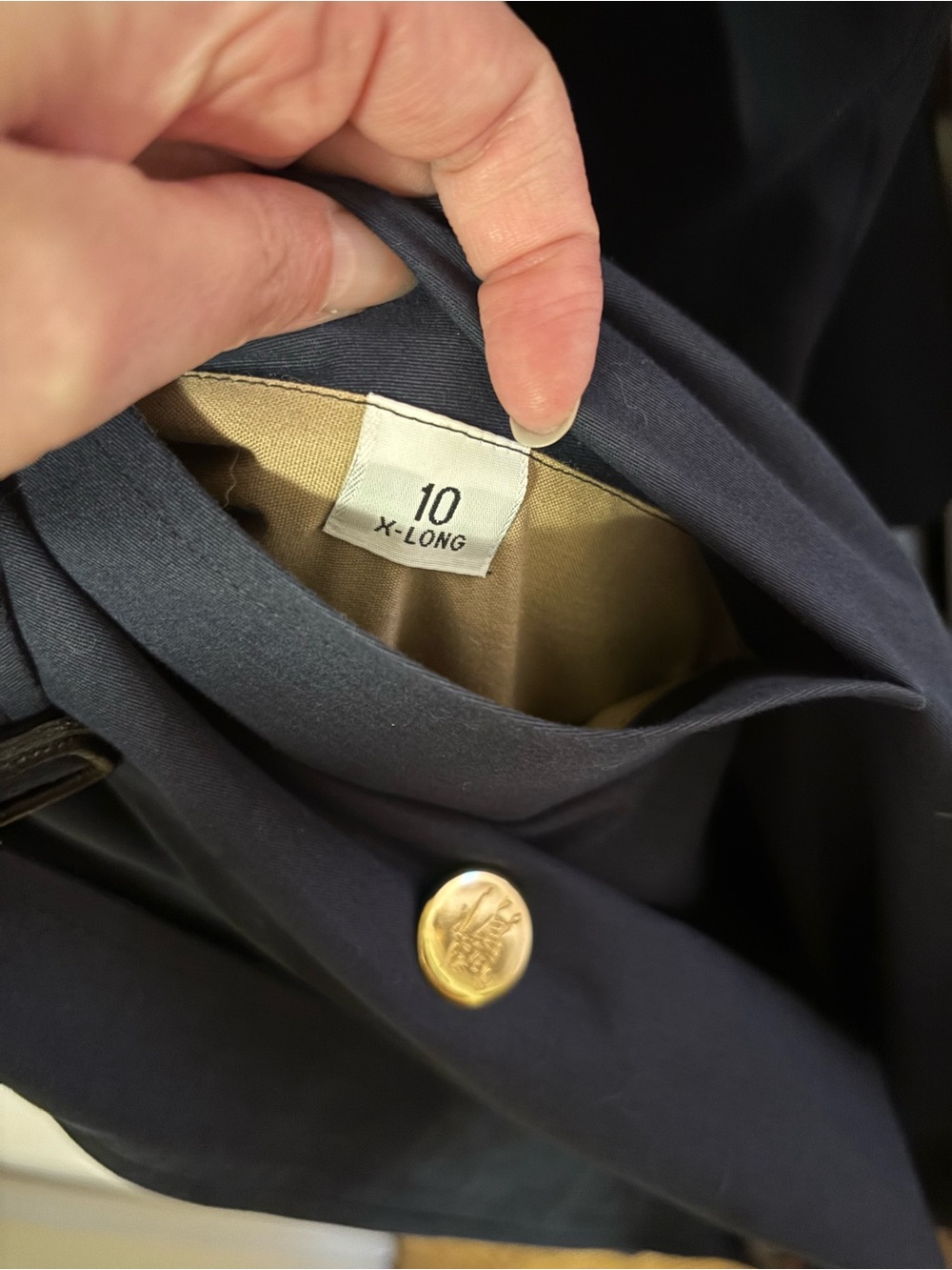 Burberry Navy Trench Coat with Signature Check Interior - Picture 4 of 9